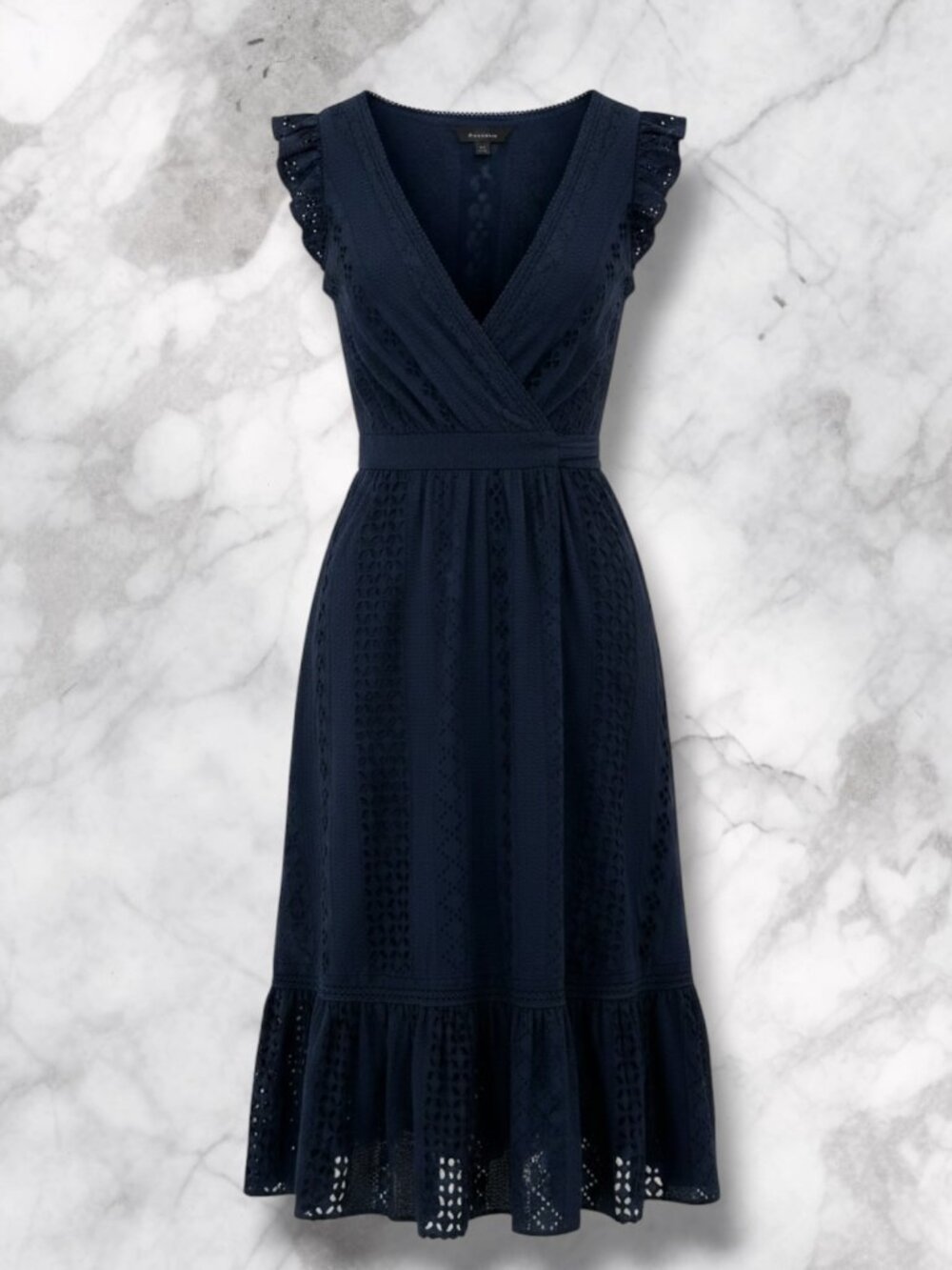 J. Crew Navy Blue Cotton Fully Lined Wrap Maxi Dress 00